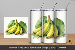 Banana and leaf Tumbler Wrap Sublimation Design 5 Product Image 1