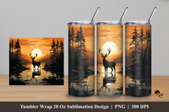 Wild Black Deer Tumbler Wrap Sublimation Design 5 Product Image 1
