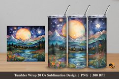 Mountain River Tumbler Wrap Sublimation Design 5 Product Image 1