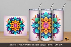 Colorful Blooms Tumbler Wrap Sublimation Design 5 Product Image 1