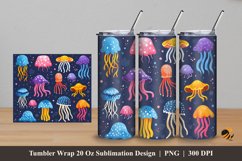 Cute Jellyfish Tumbler Wrap Sublimation Design 5 Product Image 1