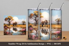 Wild Elephants Tumbler Wrap Sublimation Design 5 Product Image 1