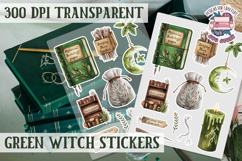 Green Witch sticker sheet Magic Scrapbook PNG Herbs Spells Product Image 1