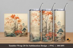 Watercolor Tree Tumbler Wrap Sublimation Design 5 Product Image 1