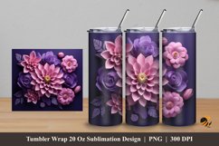 3D Flower Tumbler Wrap Sublimation Design 5 Product Image 1