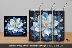 Fantasy Snowy Flower Tumbler Wrap Sublimation Design 5 Product Image 1