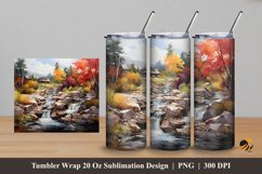 Small River Tumbler Wrap Sublimation Design 5 Product Image 1