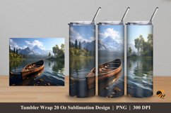 Canoe And Lake Tumbler Wrap Sublimation Design 5 Product Image 1