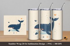 Scandinavian Whale Tumbler Wrap Sublimation Design 5 Product Image 1