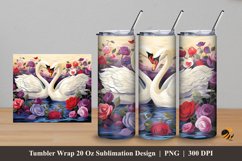 Swans Flower Tumbler Wrap Sublimation Design 5 Product Image 1