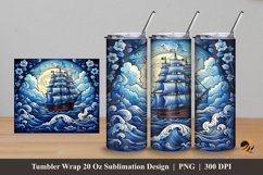 Pirate Ship Tumbler Wrap Sublimation Design 5 Product Image 1