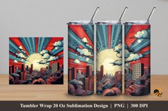 Retro Comic City Tumbler Wrap Sublimation Design 5 Product Image 1