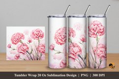 Carnation Flower Tumbler Wrap Sublimation Design 5 Product Image 1