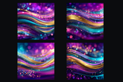 Golden Purple Wave Stripes backgrounds|Glitter Digital Paper Product Image 2