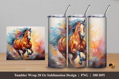 Horse Painting Tumbler Wrap Sublimation Design 5 Product Image 1