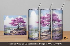 Bougainvillea tree Tumbler Wrap Sublimation Design 5 Product Image 1