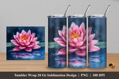 Water Lilies Tumbler Wrap Sublimation Design 5 Product Image 1