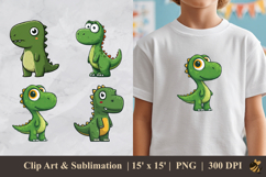 Cute Green Dinosaur DTF Sublimation Clipart Design Product Image 1
