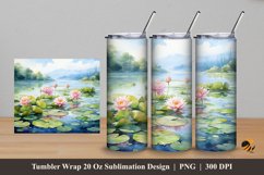 Lake Lotus Tumbler Wrap Sublimation Design 5 Product Image 1