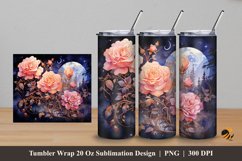 Moon And Rose Tumbler Wrap Sublimation Design 5 Product Image 1