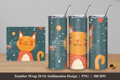 Orange Cat Tumbler Wrap Sublimation Design 5 Product Image 1