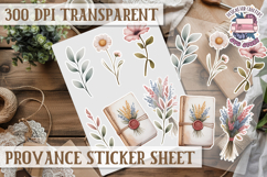 Cozy sticker sheet Flowers Scrapbook PNG Provence Product Image 1