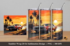 Car At Beach Tumbler Wrap Sublimation Design 5 Product Image 1