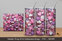 Doodle Love Cake Tumbler Wrap Sublimation Design 5 Product Image 1