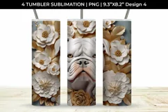 3D white Floral Bulldog Dog Tumbler Wrap 20 oz Sublimation Product Image 5