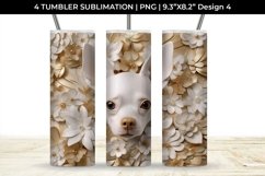 3D white Floral Chihuahua Dog Tumbler Wrap 20 oz Sublimation Product Image 5