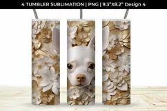 3D white Floral Chihuahua Dog Tumbler Wrap 20 oz Sublimation Product Image 5