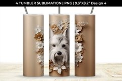 3D white Floral Yorkshire Terrier Dog Tumbler Wrap 20 oz Product Image 5
