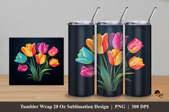 Cute Tulip Tumbler Wrap Sublimation Design 5 Product Image 1