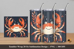 Cute Crab Tumbler Wrap Sublimation Design 5 Product Image 1