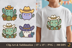 Cute Cowboy Cactus DTF Sublimation Clipart Design Product Image 1
