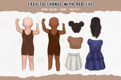 Family clipart with separated skin, Family illustration PNG Product Image 4