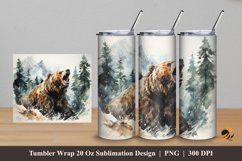 Bear in The Forest Tumbler Wrap Sublimation Design 5 Product Image 1