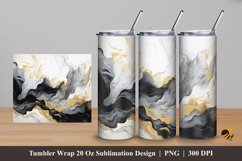 Black Golden Marble Tumbler Wrap Sublimation Design 5 Product Image 1