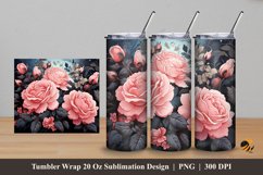 Dark Grey Rose Tumbler Wrap Sublimation Design 5 Product Image 1