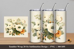 Ranunculus Flower Tumbler Wrap Sublimation Design 5 Product Image 1