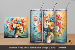 Flower And Vase Tumbler Wrap Sublimation Design 5 Product Image 1