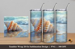 Seashell Tumbler Wrap Sublimation Design 5 Product Image 1