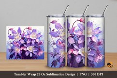Columbine Flower Tumbler Wrap Sublimation Design 5 Product Image 1