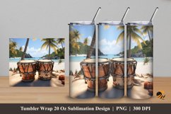 Bongo Drum At Beach Tumbler Wrap Sublimation Design 5 Product Image 1
