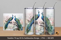 Beautiful Peacock Tumbler Wrap Sublimation Design 5 Product Image 1