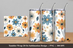 Floral Art Design Tumbler Wrap Sublimation Design 5 Product Image 1