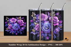 Flower Effect Tumbler Wrap Sublimation Design 5 Product Image 1