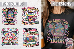 Book Lovers Quote Colorful Clipart PNG Sublimation 4 Designs Product Image 1