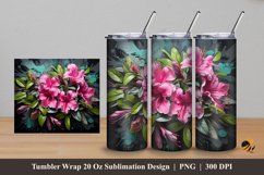 Pink Rhododendron Tumbler Wrap Sublimation Design 5 Product Image 1