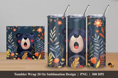 Cute Black Bear Tumbler Wrap Sublimation Design 5 Product Image 1